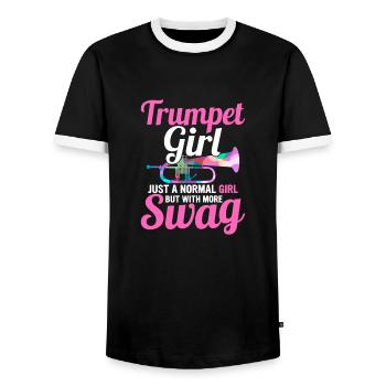 Trumpet Girl Just a Normal Girl But With More Swag - Männer Kontrast-T-Shirt - Schwarz/Weiß - Vorne - AI Model Female 172 light (172cm) & AI Model Male 178 light (178cm)
