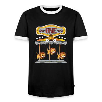Karussell-geburtstagsfeier - Männer Kontrast-T-Shirt - Schwarz/Weiß - Vorne - AI Model Female 172 light (172cm) & AI Model Male 178 light (178cm)