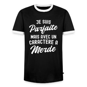 je suis parfaite / humour femme - T-shirt contrasté Homme - noir/blanc - Devant - AI Model Female 172 light (172cm) & AI Model Male 178 light (178cm)