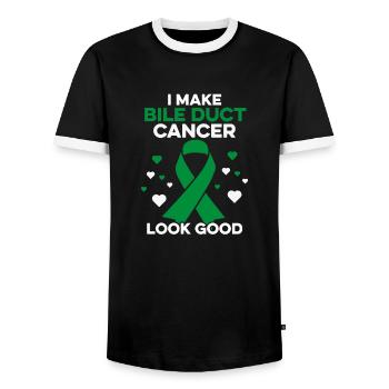 Je fais en sorte que le cancer des canaux biliaires ait une bonne apparence des canaux biliaires - T-shirt contrasté Homme - noir/blanc - Devant - AI Model Female 172 light (172cm) & AI Model Male 178 light (178cm)