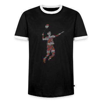 Badminton Federball Spieler - Männer Kontrast-T-Shirt - Schwarz/Weiß - Vorne - AI Model Female 172 light (172cm) & AI Model Male 178 light (178cm)