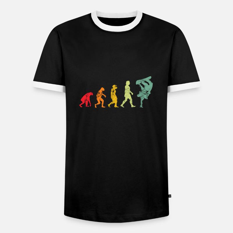 EVOLUTION SNOWBOARD - Men's Ringer Shirt - black/white