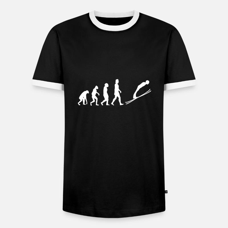 EVOLUTION SKISPRINGEN - Männer Kontrast-T-Shirt - Schwarz/Weiß