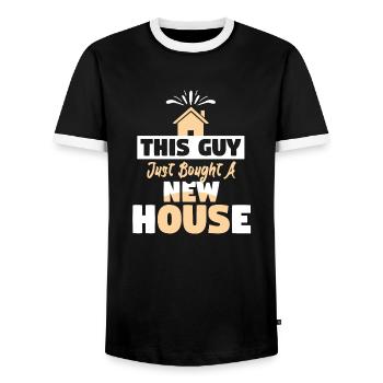 This Guy Just Bought A New House - Men's Ringer Shirt - black/white - Front - AI Model Female 172 light (172cm) & AI Model Male 178 light (178cm)