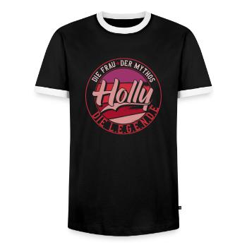 Die frau der Mythos die Legende Holly - Männer Kontrast-T-Shirt - Schwarz/Weiß - Vorne - AI Model Female 172 light (172cm) & AI Model Male 178 light (178cm)