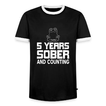 5 Years Sober And Counting Retro Sobriety T-Shirt - Männer Kontrast-T-Shirt - Schwarz/Weiß - Vorne - AI Model Female 172 light (172cm) & AI Model Male 178 light (178cm)