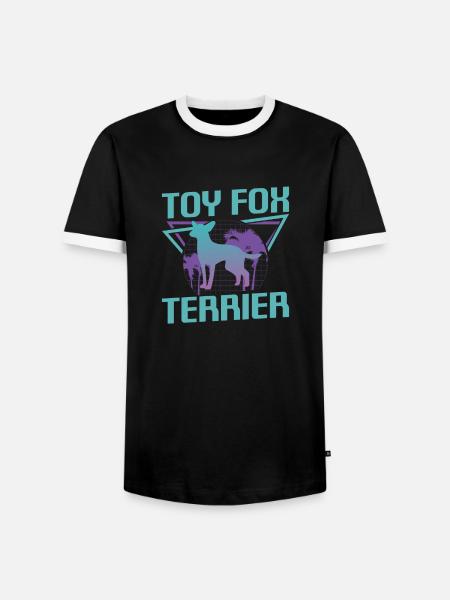 Retro-Spielzeug-Foxterrier-Hundeliebhaber - Männer Kontrast-T-Shirt - Schwarz/Weiß