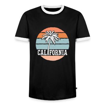 Californie Soleil d’été Palm Beach Eau - T-shirt contrasté Homme - noir/blanc - Devant - AI Model Female 172 light (172cm) & AI Model Male 178 light (178cm)
