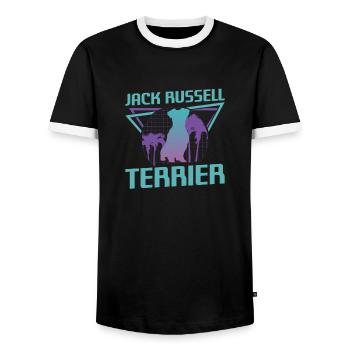 Amant de chien Jack Russell Terrier rétro - T-shirt contrasté Homme - noir/blanc - Devant - AI Model Female 172 light (172cm) & AI Model Male 178 light (178cm)