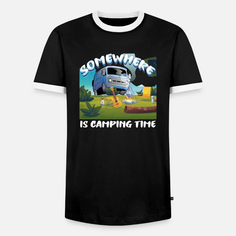 Somewhere is camping time - Men's Ringer Shirt - black/white