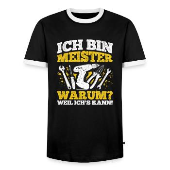 Ich Bin Meister, Warum Weil Ich's Kann Meistertite - Männer Kontrast-T-Shirt - Schwarz/Weiß - Vorne - AI Model Female 172 light (172cm) & AI Model Male 178 light (178cm)