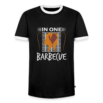 DANS UN BARBECUE - T-shirt contrasté Homme - noir/blanc - Devant - AI Model Female 172 light (172cm) & AI Model Male 178 light (178cm)