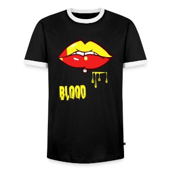 piercing & sang - T-shirt contrasté Homme - noir/blanc - Devant - AI Model Female 172 light (172cm) & AI Model Male 178 light (178cm)