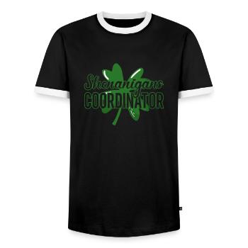 Coordonnatrice de Shenanigan’s de Merry St. Patrick’s - T-shirt contrasté Homme - noir/blanc - Devant - AI Model Female 172 light (172cm) & AI Model Male 178 light (178cm)