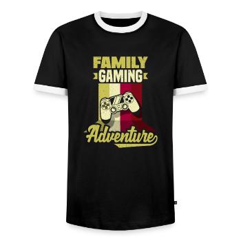 Family Gaming Adventure Fathers Day Gamer - Men's Ringer Shirt - black/white - Front - AI Model Female 172 light (172cm) & AI Model Male 178 light (178cm)