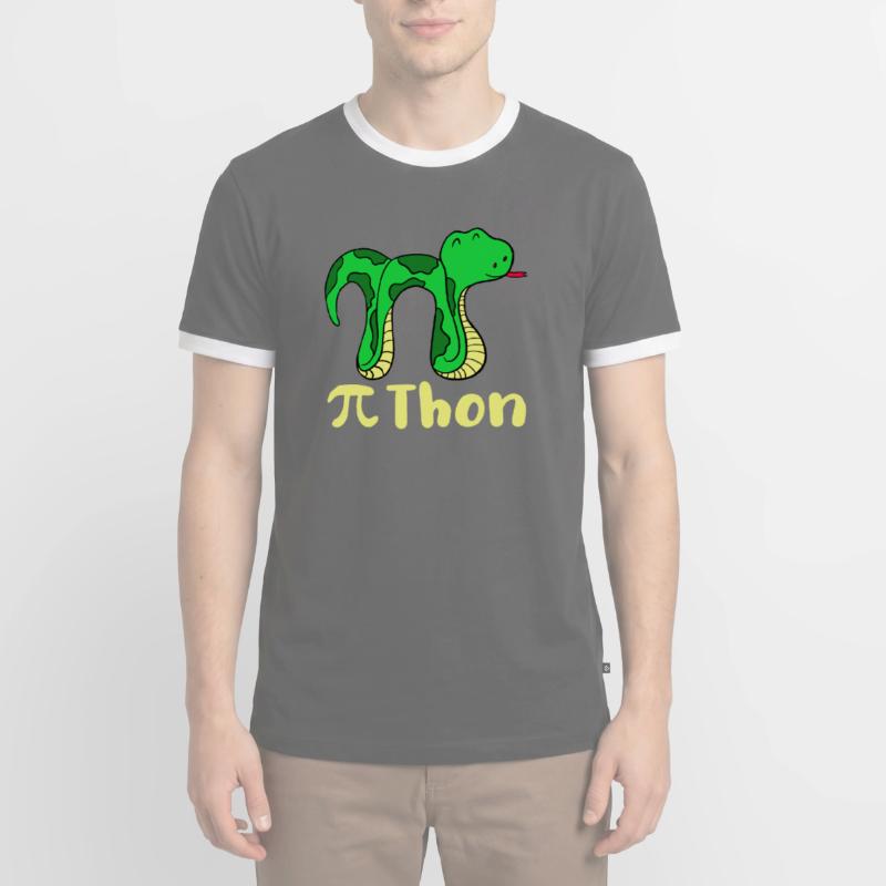 Drôle serpent pi jour math python science blague T-shirt contrasté Homme