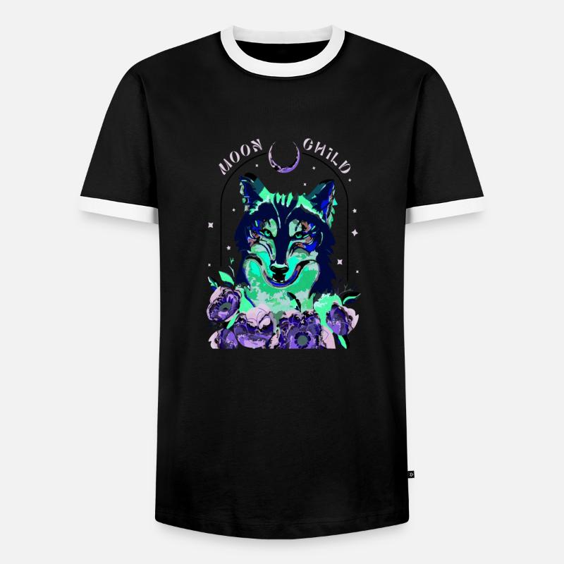Wolf - Men's Ringer Shirt - black/white