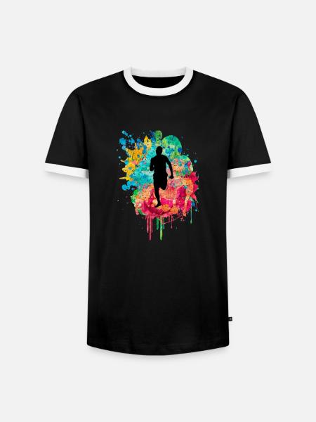 Jogging und Laufen - Männer Kontrast-T-Shirt - Schwarz/Weiß