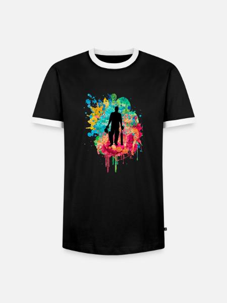 Cricket-Spieler in Popart - Männer Kontrast-T-Shirt - Schwarz/Weiß
