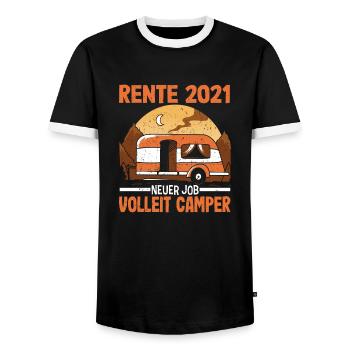 Rente 2021 Renteneintritt Camping Camper - Männer Kontrast-T-Shirt - Schwarz/Weiß - Vorne - AI Model Female 172 light (172cm) & AI Model Male 178 light (178cm)
