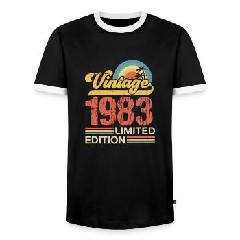 1983 - T-shirt contrasté Homme - noir/blanc - Devant - AI Model Female 172 light (172cm) & AI Model Male 178 light (178cm)