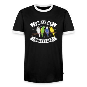 Sittich-flüsterer - Männer Kontrast-T-Shirt - Schwarz/Weiß - Vorne - AI Model Female 172 light (172cm) & AI Model Male 178 light (178cm)