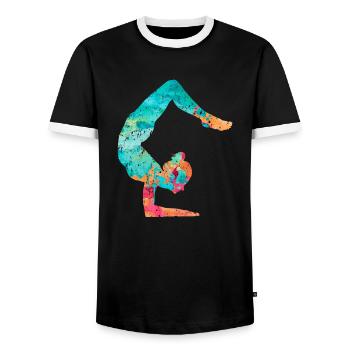 Yoga and Pilates in PopArt - Men's Ringer Shirt - black/white - Front - AI Model Female 172 light (172cm) & AI Model Male 178 light (178cm)