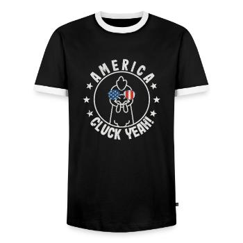 Cluck yes chicken July 4th glasses t shirt boys - Men's Ringer Shirt - black/white - Front - AI Model Female 172 light (172cm) & AI Model Male 178 light (178cm)