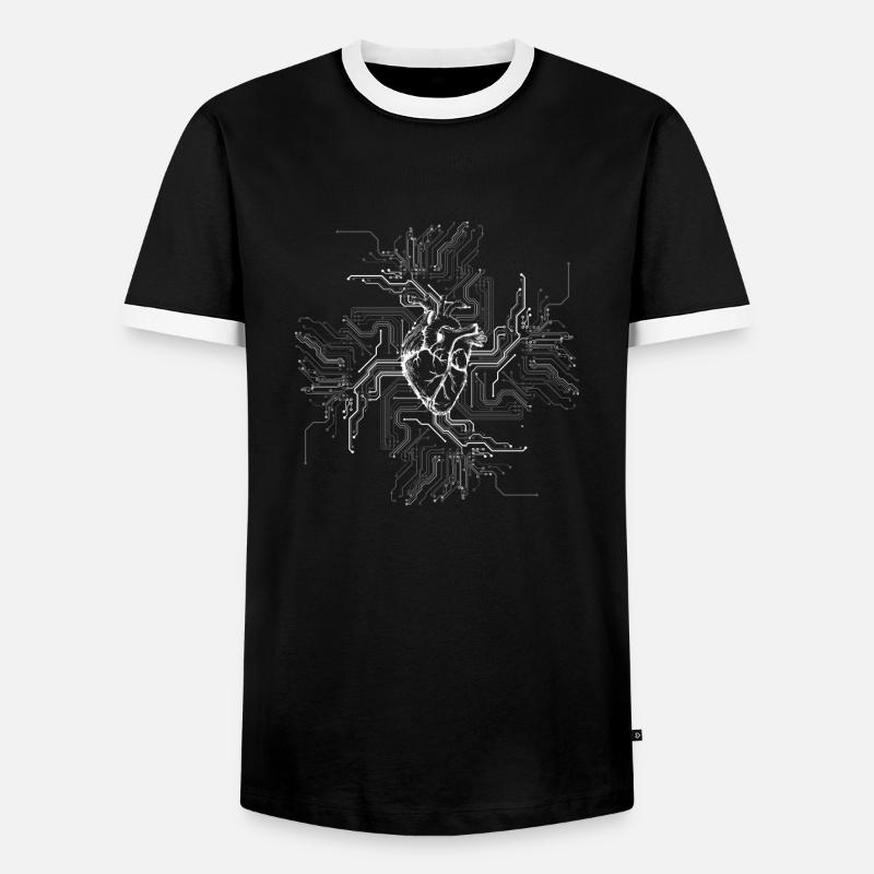 Anatomisches Herz CPU Prozessor PCB Board Computer - Männer Kontrast-T-Shirt - Schwarz/Weiß