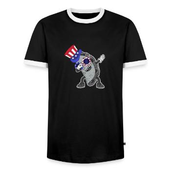 Dab Taco July 4 American Flag USA - Men's Ringer Shirt - black/white - Front - AI Model Female 172 light (172cm) & AI Model Male 178 light (178cm)