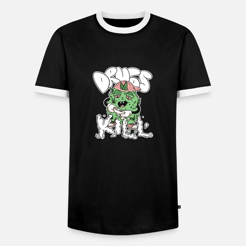 Eine Zigarette drehen - Männer Kontrast-T-Shirt - Schwarz/Weiß