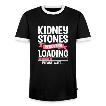 Kidney Stones Recovery Loading Please Wait Surgery - Men's Ringer Shirt - black/white - Front - AI Model Female 172 light (172cm) & AI Model Male 178 light (178cm)