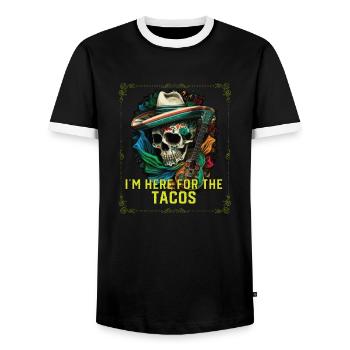I'm Here For The Tacos Taco Eater Mexican Food - Men's Ringer Shirt - black/white - Front - AI Model Female 172 light (172cm) & AI Model Male 178 light (178cm)