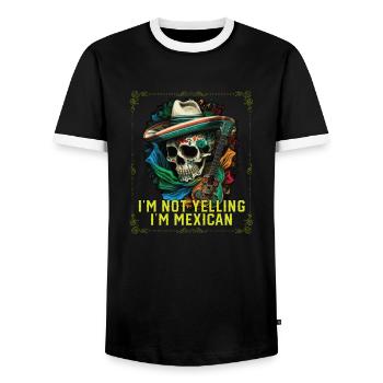 Je ne crie pas que je suis Mexican Life Mexico Pride - T-shirt contrasté Homme - noir/blanc - Devant - AI Model Female 172 light (172cm) & AI Model Male 178 light (178cm)