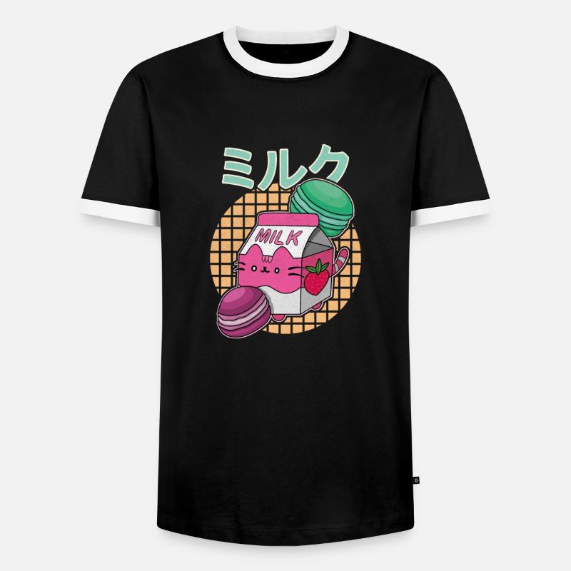 Erdbeeren Milkshake Japan Macaroon Spruch - Männer Kontrast-T-Shirt - Schwarz/Weiß