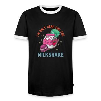 Japanisch Getränk Kawaii Milkshake Erdbeere - Männer Kontrast-T-Shirt - Schwarz/Weiß - Vorne - AI Model Female 172 light (172cm) & AI Model Male 178 light (178cm)