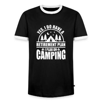 Yes, I have a retirement plan, I'm planning a - Men's Ringer Shirt - black/white - Front - AI Model Female 172 light (172cm) & AI Model Male 178 light (178cm)