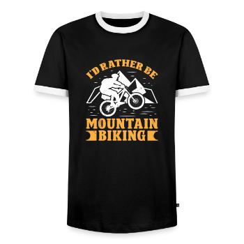 Je préfère faire du VTT - T-shirt contrasté Homme - noir/blanc - Devant - AI Model Female 172 light (172cm) & AI Model Male 178 light (178cm)