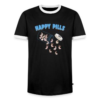 Happy Pills Farm Tier Lustige Kaninchenliebhaber Humor - Männer Kontrast-T-Shirt - Schwarz/Weiß - Vorne - AI Model Female 172 light (172cm) & AI Model Male 178 light (178cm)