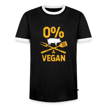 0% Végétaliens Drôles de mangeurs de viande Fumeurs Chef grill - T-shirt contrasté Homme - noir/blanc - Devant - AI Model Female 172 light (172cm) & AI Model Male 178 light (178cm)