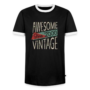 Awesome Since 2000 Retro Vintage Design - Männer Kontrast-T-Shirt - Schwarz/Weiß - Vorne - AI Model Female 172 light (172cm) & AI Model Male 178 light (178cm)