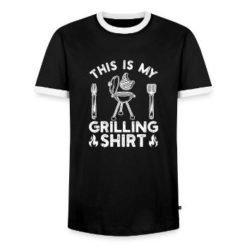 Das ist mein Grill-Shirt Lustiges BBQ Smoker Grill - Männer Kontrast-T-Shirt - Schwarz/Weiß - Vorne - AI Model Female 172 light (172cm) & AI Model Male 178 light (178cm)