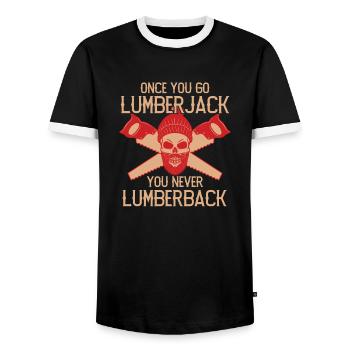 Once You Go Lumberjack You Never Lumberback - Männer Kontrast-T-Shirt - Schwarz/Weiß - Vorne - AI Model Female 172 light (172cm) & AI Model Male 178 light (178cm)