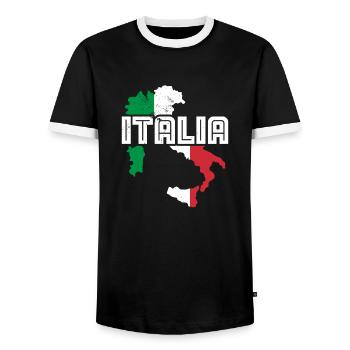 Italie Drapeau italien Couleurs nationales - T-shirt contrasté Homme - noir/blanc - Devant - AI Model Female 172 light (172cm) & AI Model Male 178 light (178cm)