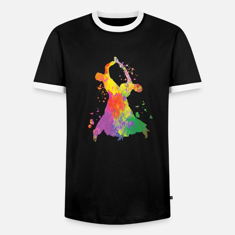 Slow Fox Quickstep Gesellschaftstanz - Männer Kontrast-T-Shirt - Schwarz/Weiß
