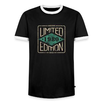Awesome Since 1980 Retro Vintage Design - Männer Kontrast-T-Shirt - Schwarz/Weiß - Vorne - AI Model Female 172 light (172cm) & AI Model Male 178 light (178cm)