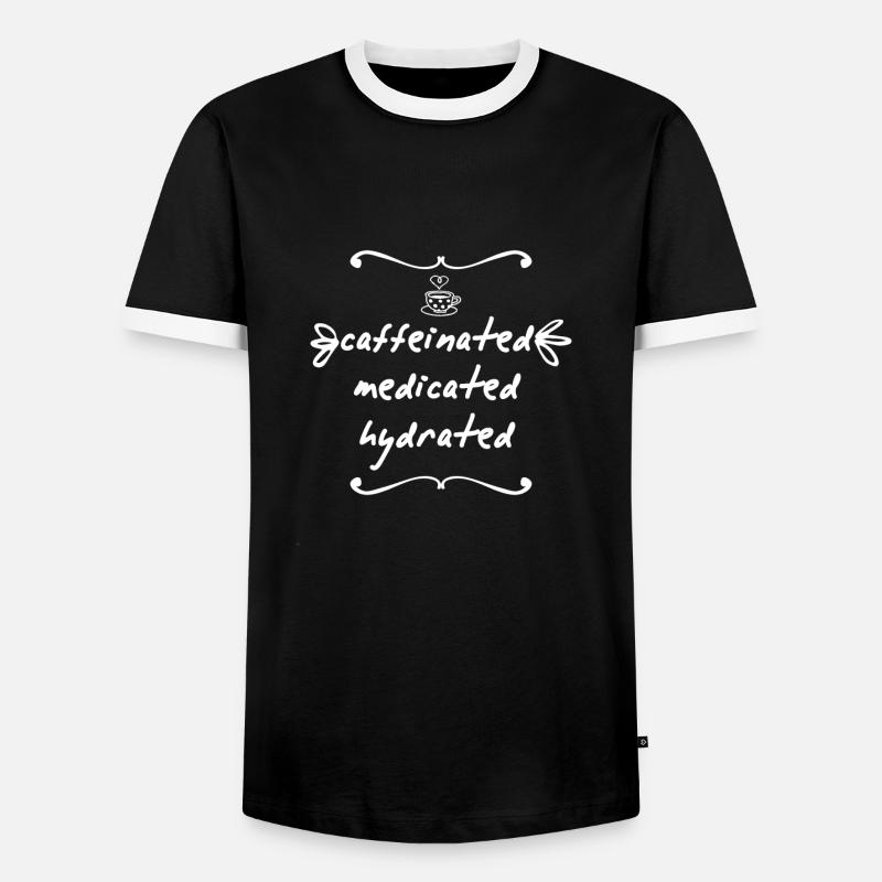 Caffeinated Medicated Hydrated - Men's Ringer Shirt - black/white