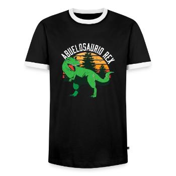 Abuelosaurio Rex I Funny Grandpa T-Rex - Männer Kontrast-T-Shirt - Schwarz/Weiß - Vorne - AI Model Female 172 light (172cm) & AI Model Male 178 light (178cm)