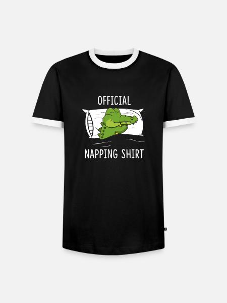 Official Napping Shirt Crocodile - Männer Kontrast-T-Shirt - Schwarz/Weiß
