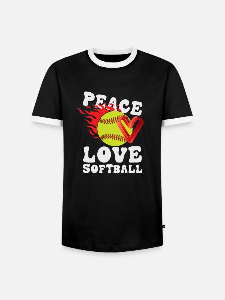 Mädchen Frieden Liebe Softball - Männer Kontrast-T-Shirt - Schwarz/Weiß